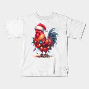 Chicken Wrapped In Christmas Lights Kids T-Shirt